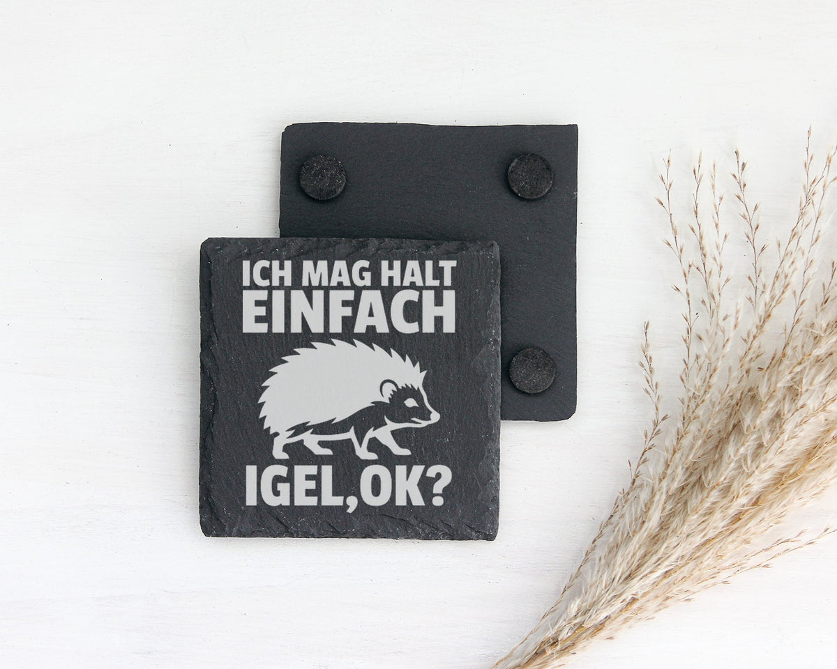 Schiefer Untersetzer Igel Ich Mag Halt Einfach Ok - Lustiges Geschenk  – Bild 2