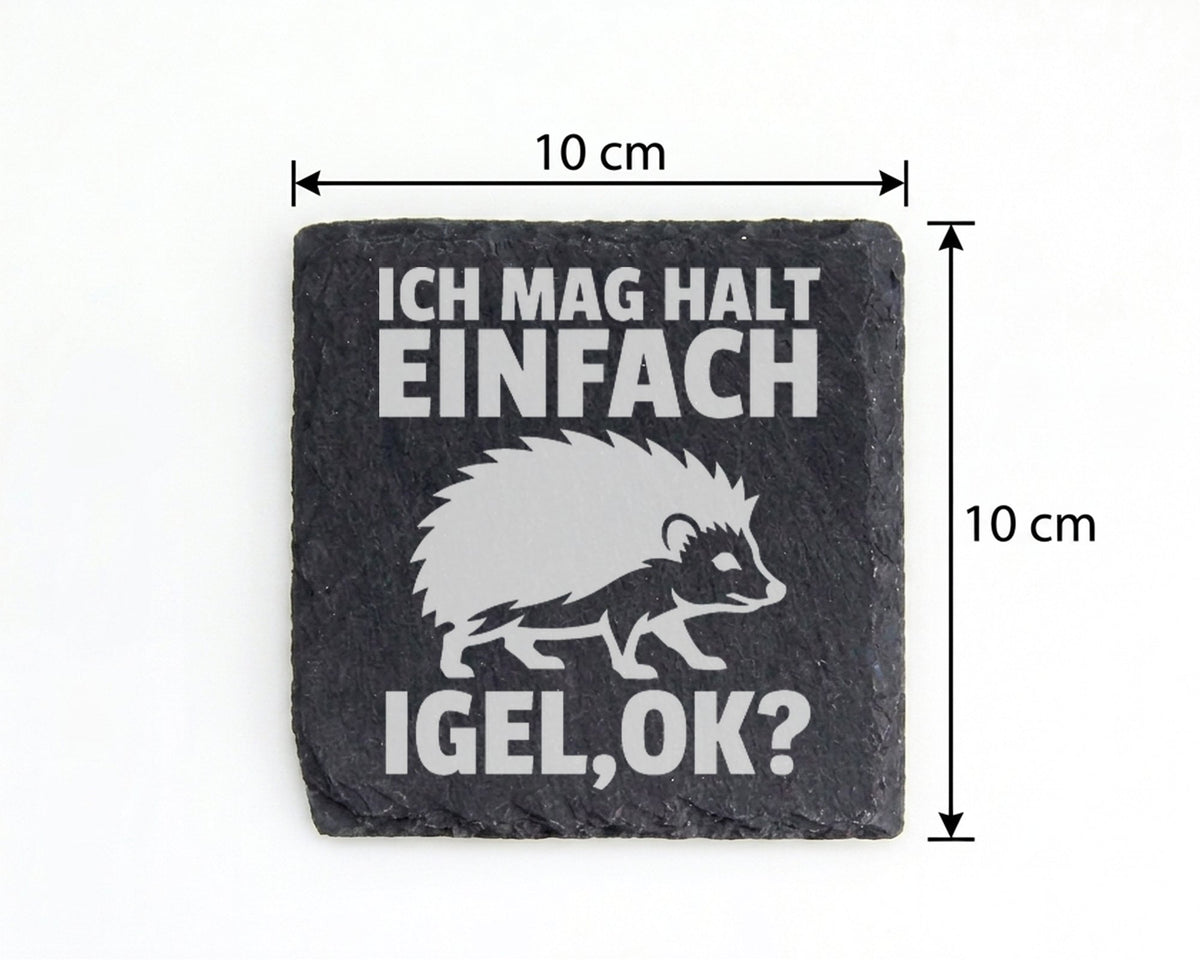 Schiefer Untersetzer Igel Ich Mag Halt Einfach Ok - Lustiges Geschenk  – Bild 4