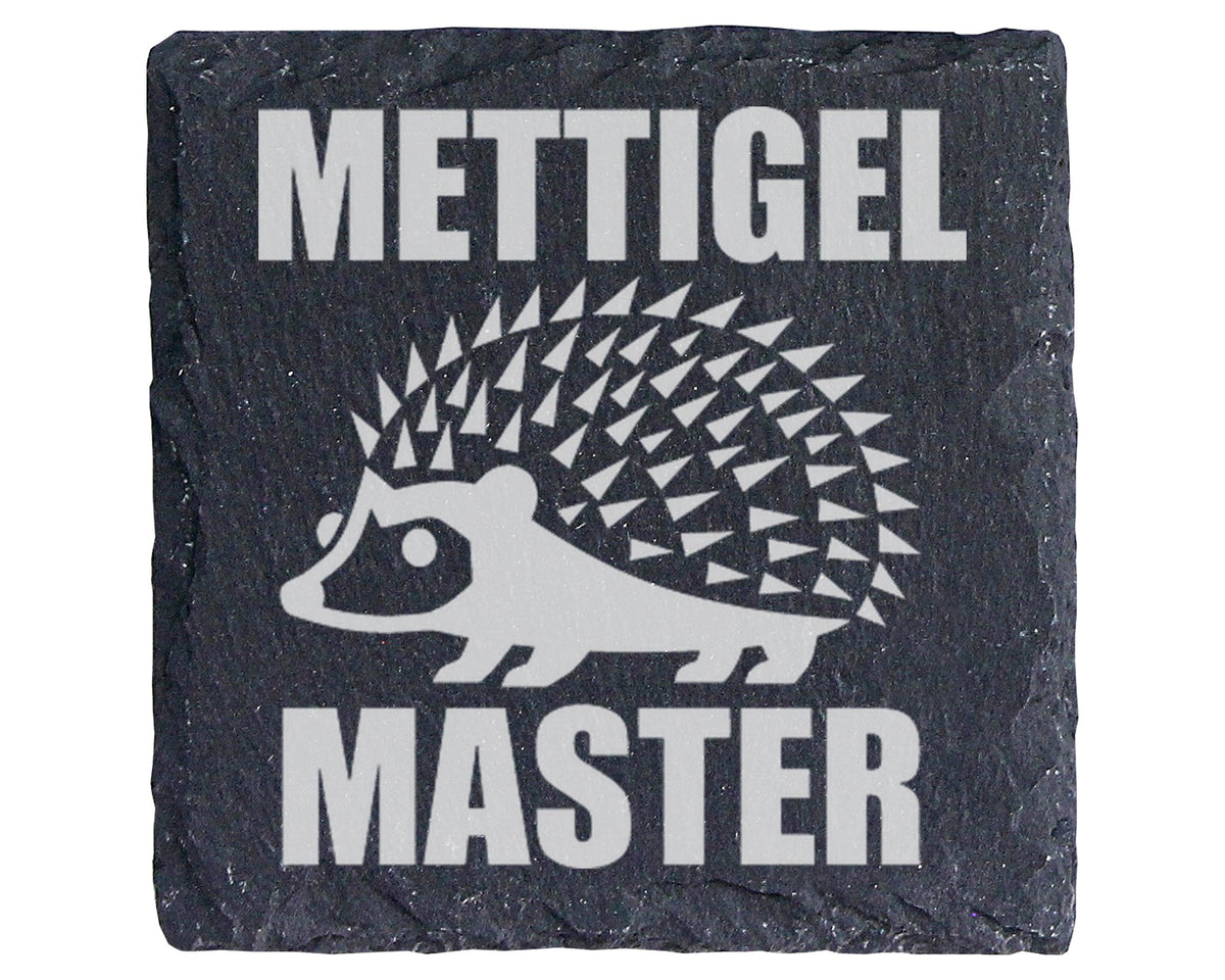 Schiefer Untersetzer Mettigel Master - Lustiges Geschenk für Männer Fl – Bild 1