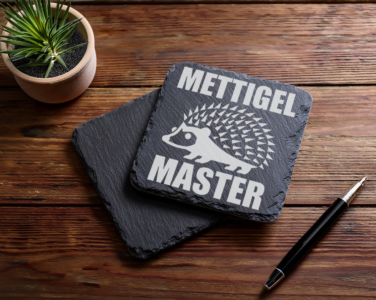 Schiefer Untersetzer Mettigel Master - Lustiges Geschenk für Männer Fl – Bild 5