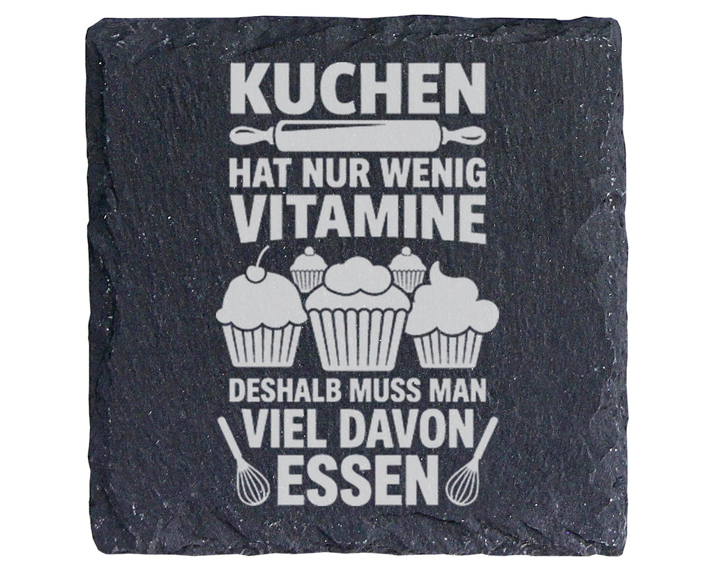 Schiefer Untersetzer Kuchen Hat Wenig Vitamine Spruch - Lustiges Gesch – Bild 1