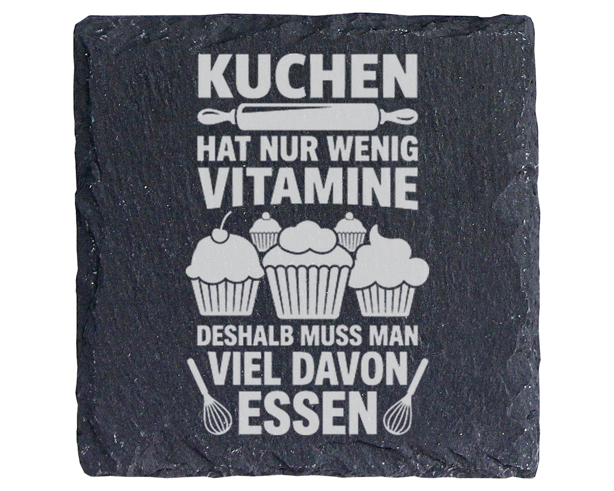 Schiefer Untersetzer Kuchen Hat Wenig Vitamine Spruch - Lustiges Gesch – Bild 1