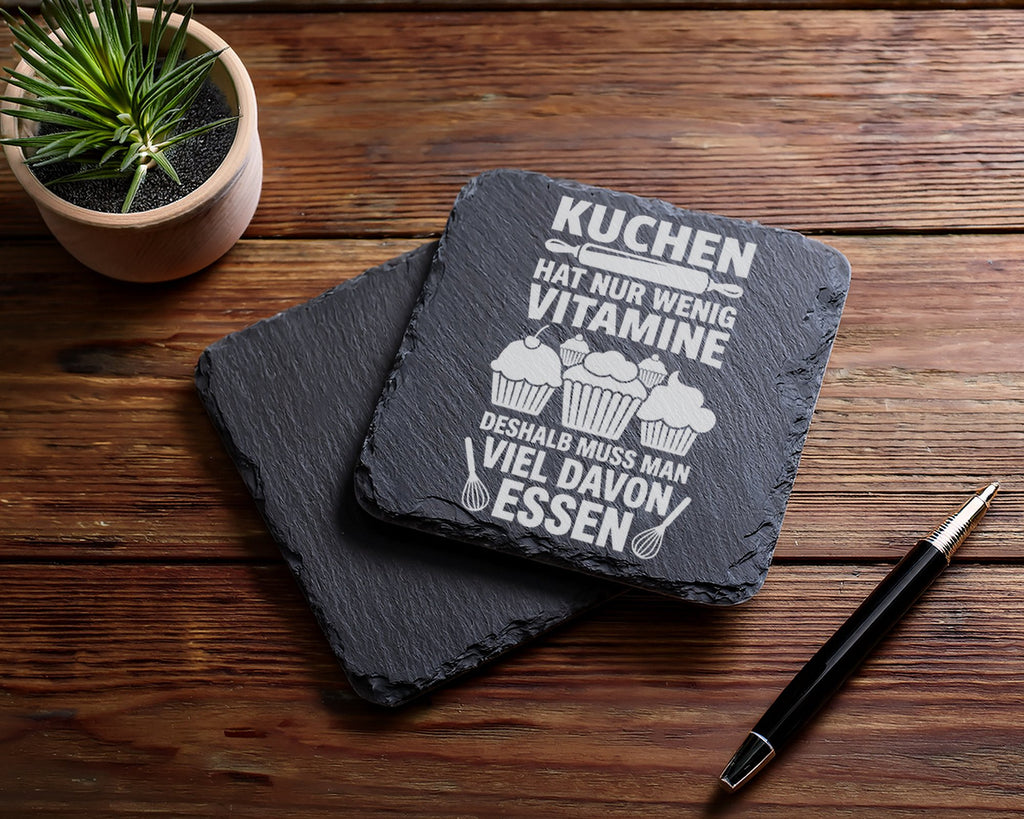 Schiefer Untersetzer Kuchen Hat Wenig Vitamine Spruch - Lustiges Gesch – Bild 5