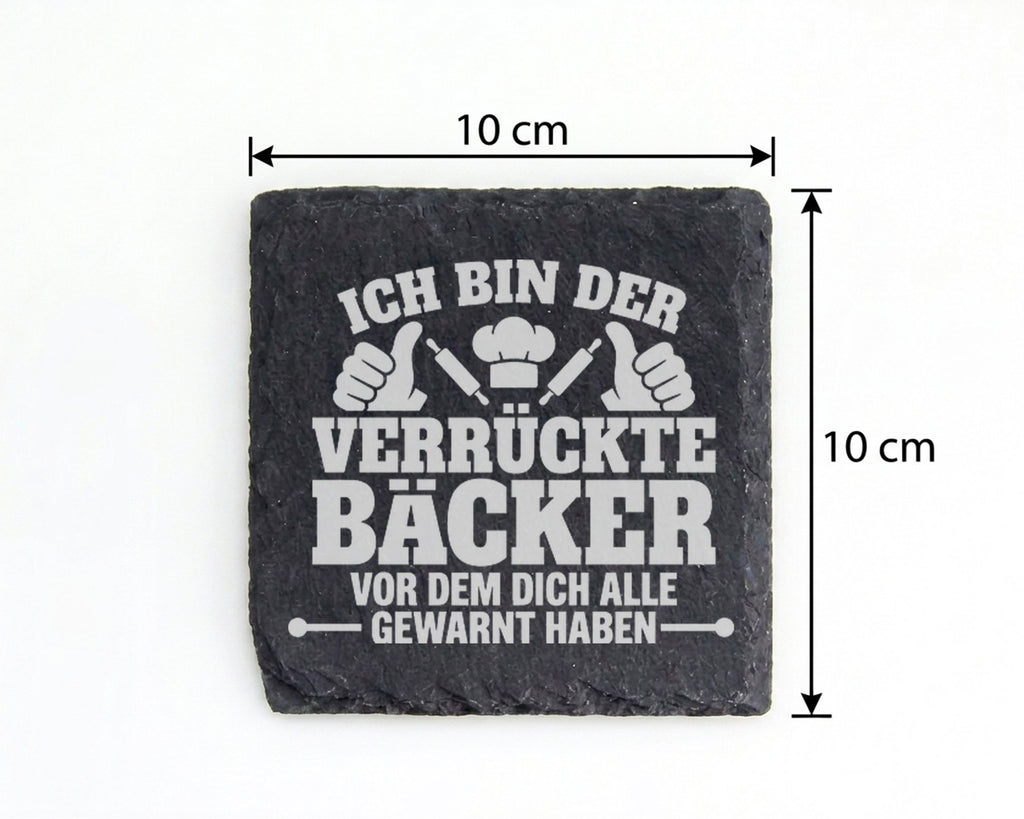 Schiefer Untersetzer Verrückter Bäcker Spruch - Lustiges Geschenk für  – Bild 4