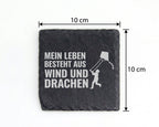 Schiefer Untersetzer Drachen Mein Leben Besteht Aus Wind - Geschenk fü – Bild 4