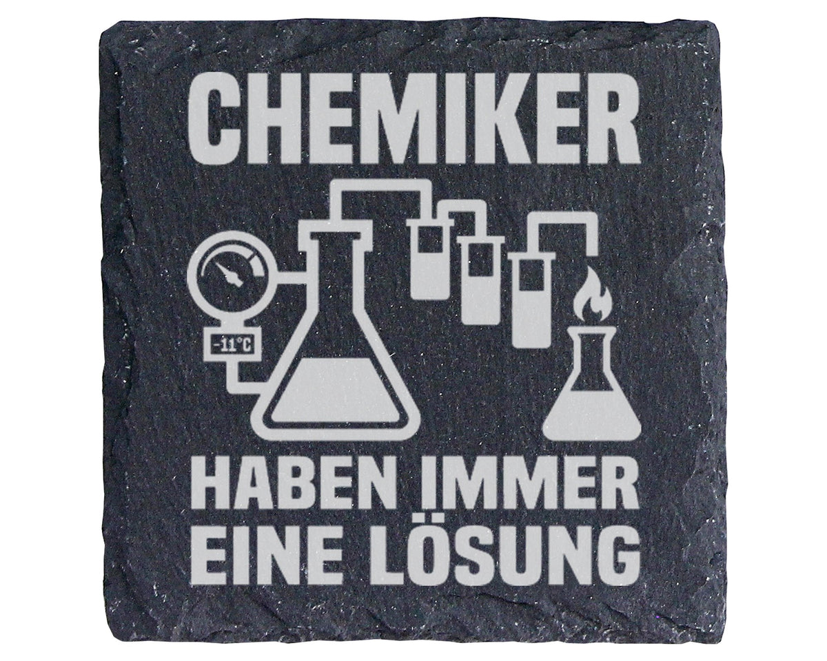 Schiefer Untersetzer Chemiker Haben Immer Eine Lösung - Geschenk für W – Bild 1