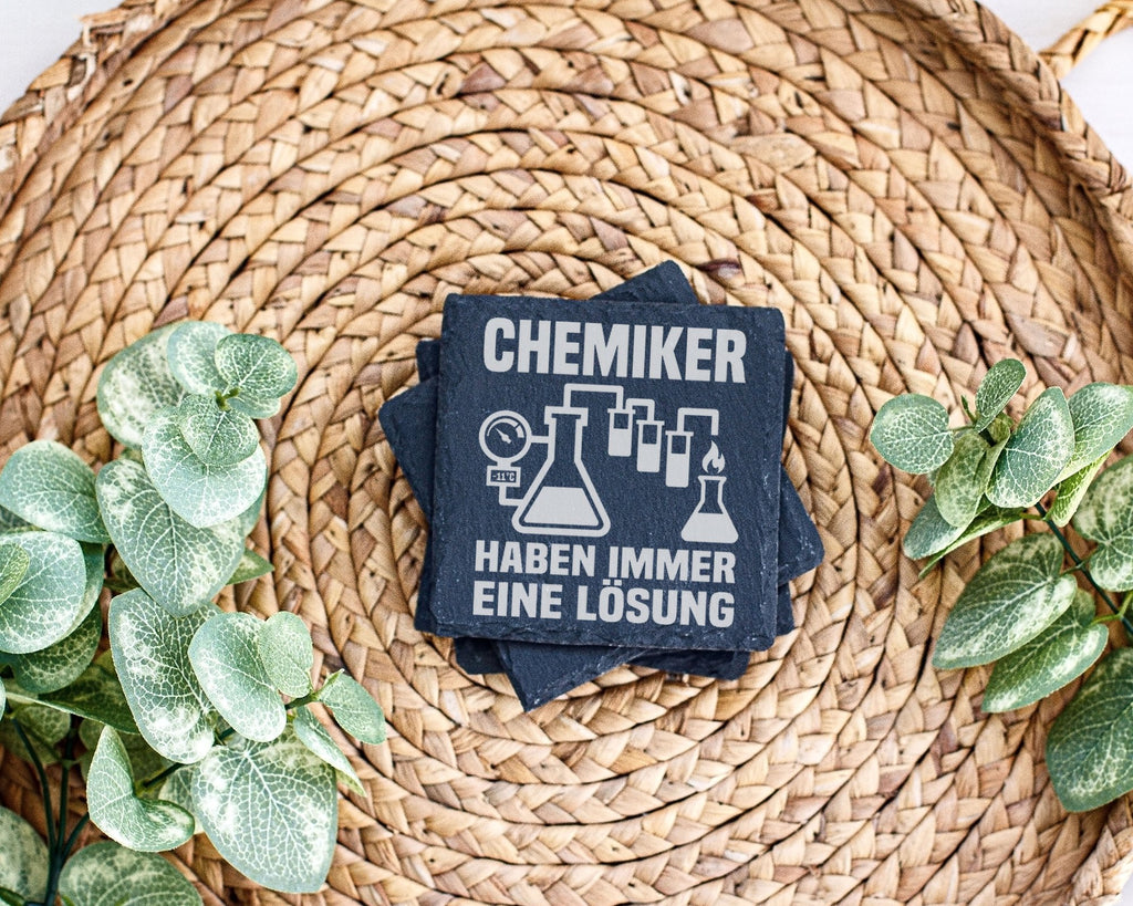 Schiefer Untersetzer Chemiker Haben Immer Eine Lösung - Geschenk für W – Bild 3