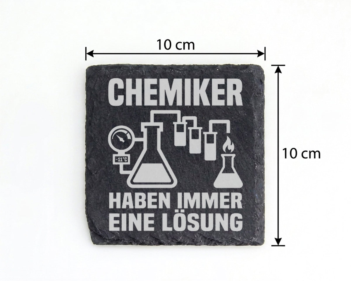 Schiefer Untersetzer Chemiker Haben Immer Eine Lösung - Geschenk für W – Bild 4