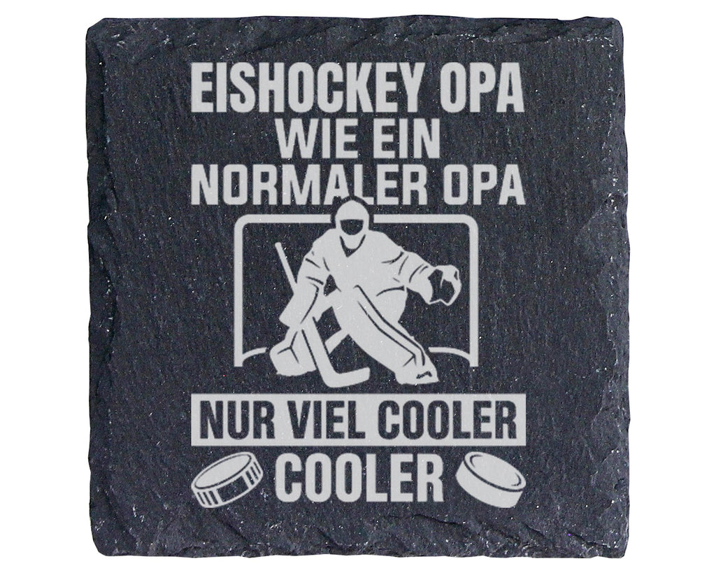 Schiefer Untersetzer Eishockey Opa Wie Ein Normaler Nur Cooler - Gesch – Bild 1