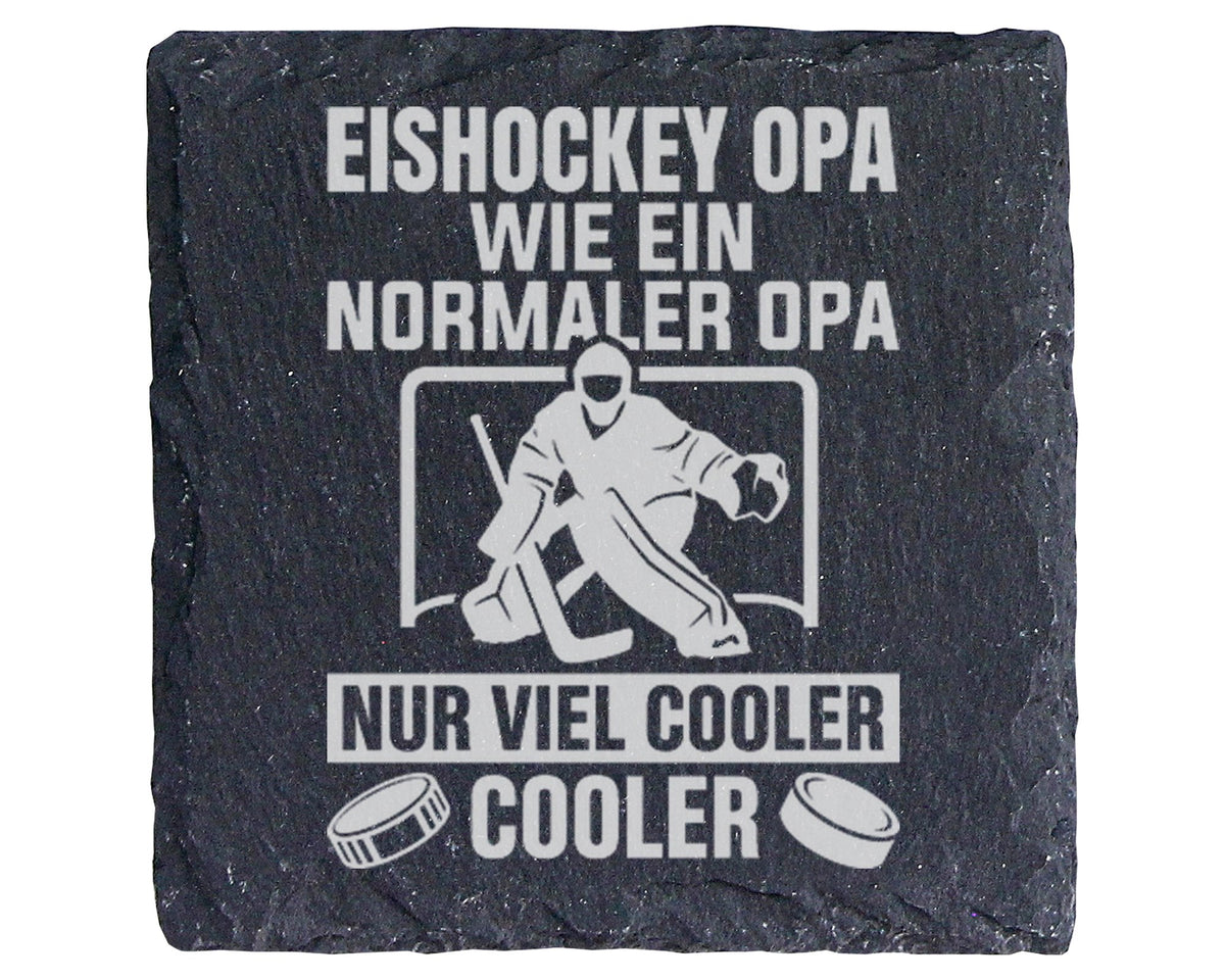 Schiefer Untersetzer Eishockey Opa Wie Ein Normaler Nur Cooler - Gesch – Bild 1