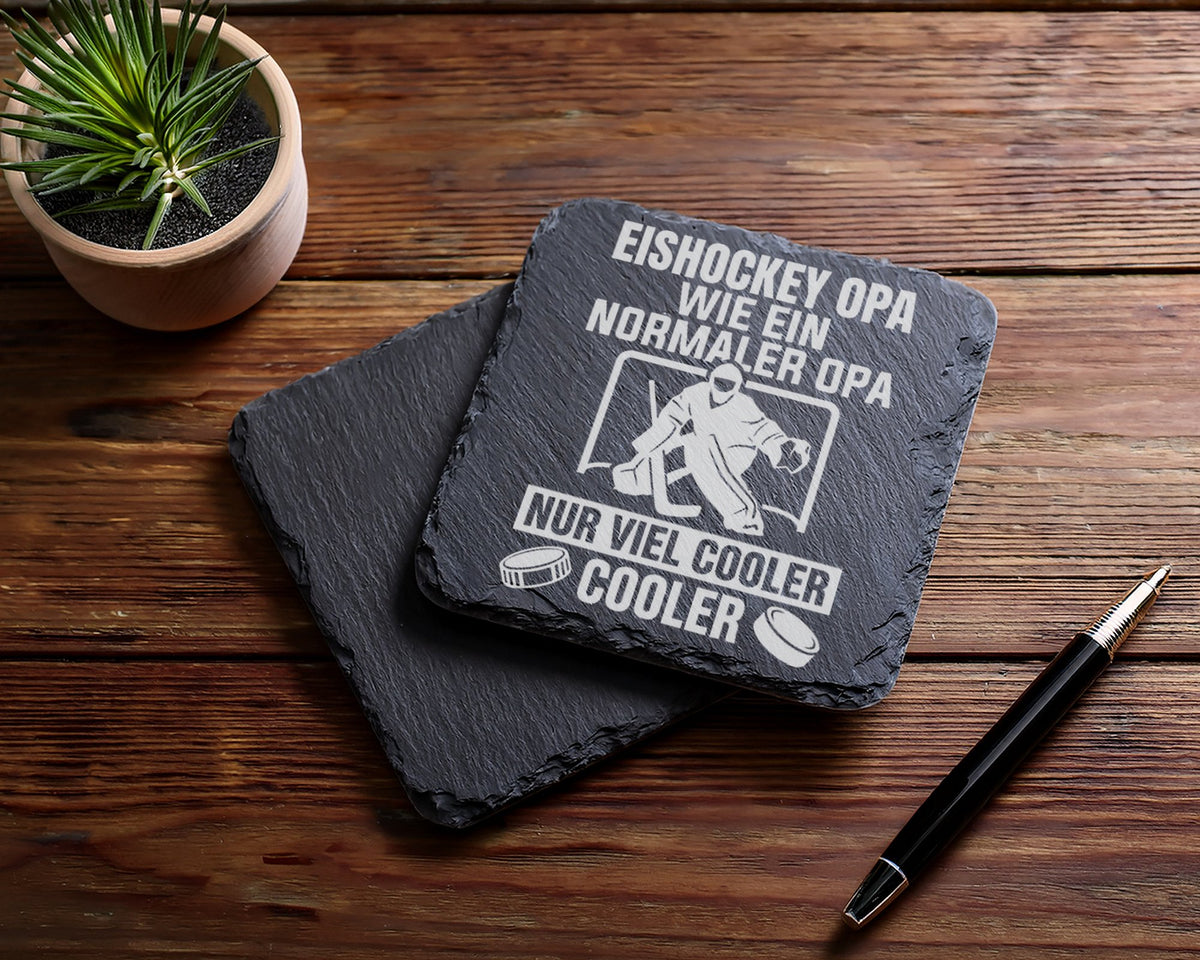 Schiefer Untersetzer Eishockey Opa Wie Ein Normaler Nur Cooler - Gesch – Bild 5