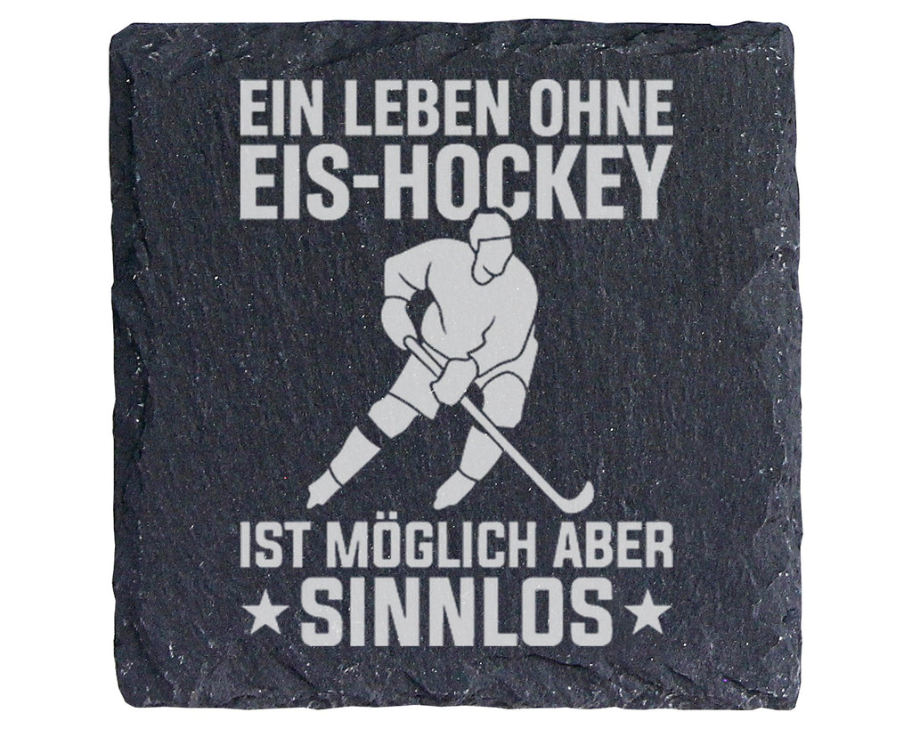 Schiefer Untersetzer Eishockey Spieler Leben Ohne Sinnlos Spruch - Ges – Bild 1