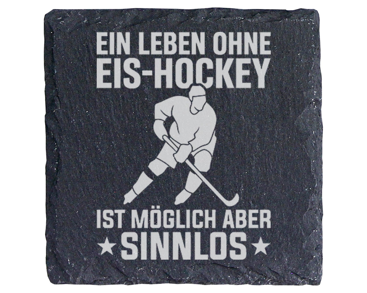 Schiefer Untersetzer Eishockey Spieler Leben Ohne Sinnlos Spruch - Ges – Bild 1