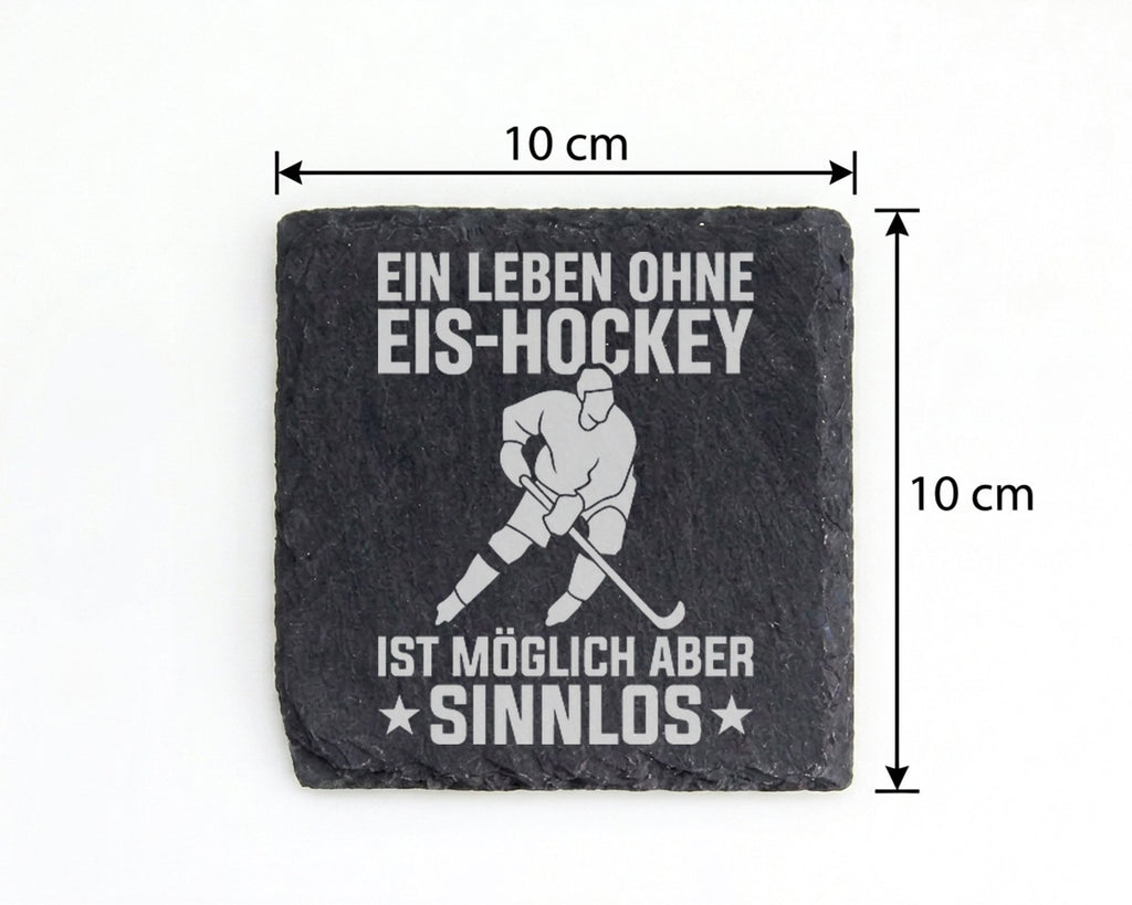 Schiefer Untersetzer Eishockey Spieler Leben Ohne Sinnlos Spruch - Ges – Bild 4