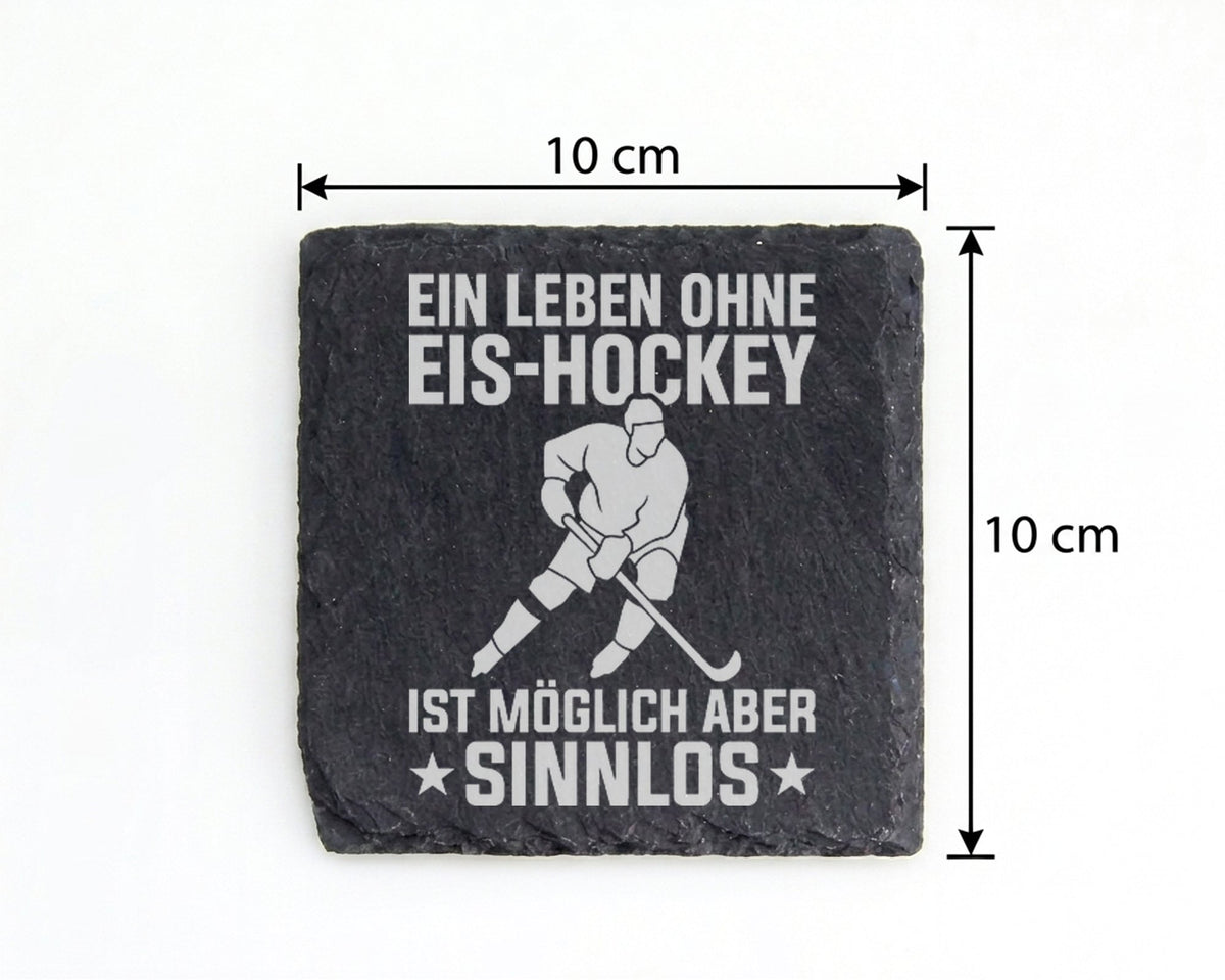 Schiefer Untersetzer Eishockey Spieler Leben Ohne Sinnlos Spruch - Ges – Bild 4