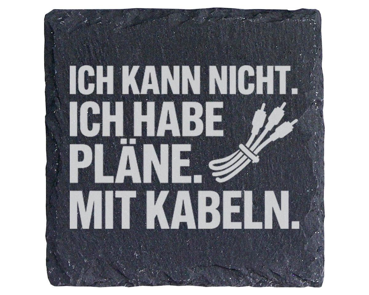 Schiefer Untersetzer Pläne Mit Kabeln Spruch - Geschenk Für Tontechnik – Bild 1