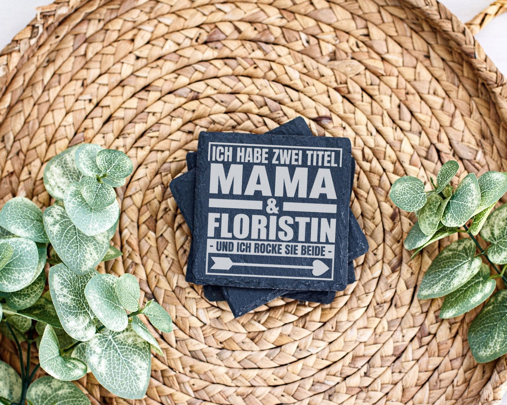 Schiefer Untersetzer Mama Und Floristin Ich Habe Zwei Titel - Geschenk – Bild 3