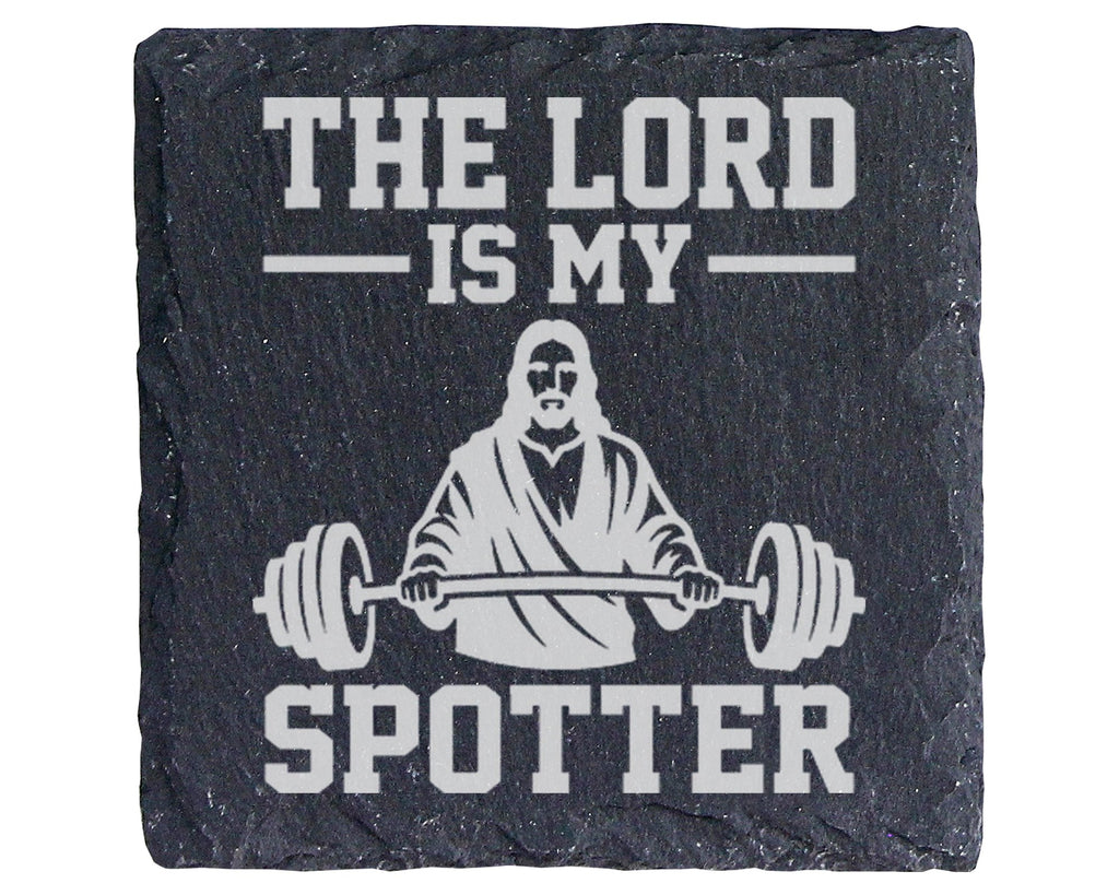 Schiefer Untersetzer The Lord Is My Spotter - Lustiges Geschenk für Fi – Bild 1