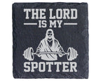 Schiefer Untersetzer The Lord Is My Spotter - Lustiges Geschenk für Fi – Bild 1