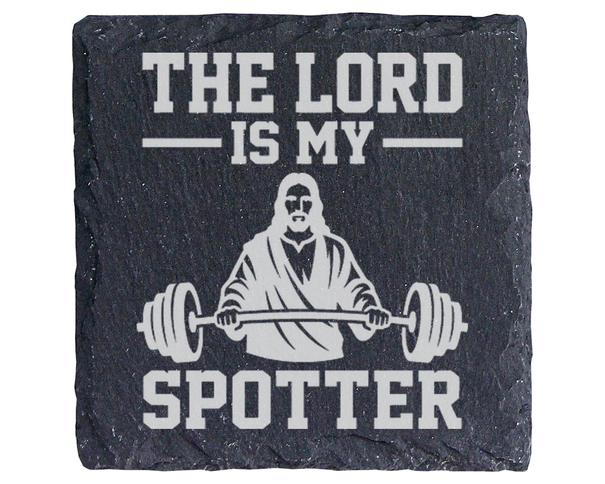 Schiefer Untersetzer The Lord Is My Spotter - Lustiges Geschenk für Fi – Bild 1