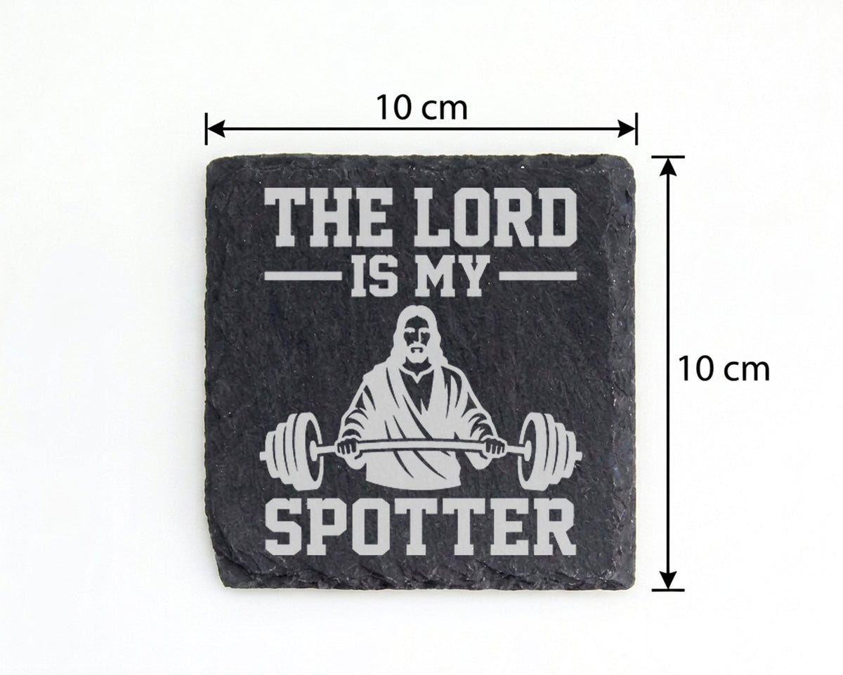 Schiefer Untersetzer The Lord Is My Spotter - Lustiges Geschenk für Fi – Bild 4