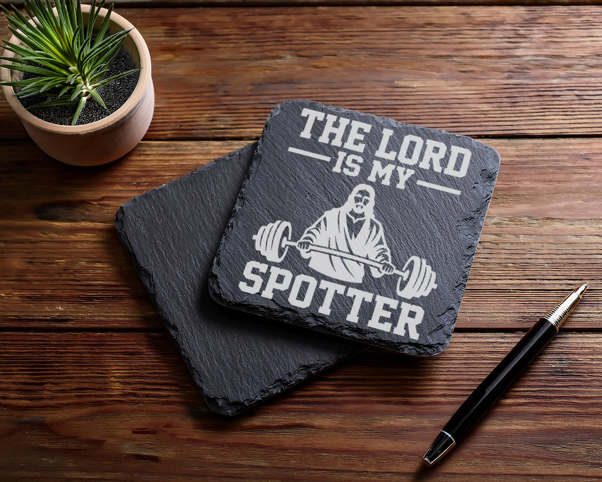 Schiefer Untersetzer The Lord Is My Spotter - Lustiges Geschenk für Fi – Bild 5
