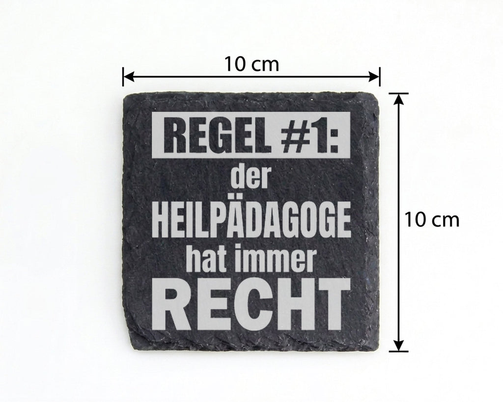 Schiefer Untersetzer Heilpädagoge Regel Hat Immer Recht - Geschenk für – Bild 4