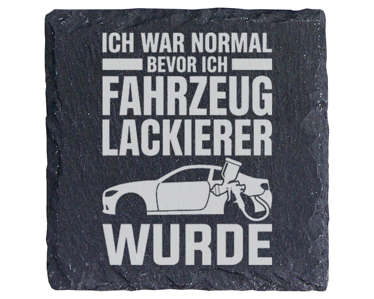 Schiefer Untersetzer War Normal Fahrzeuglackierer Spruch - Lustiges Ge – Bild 1