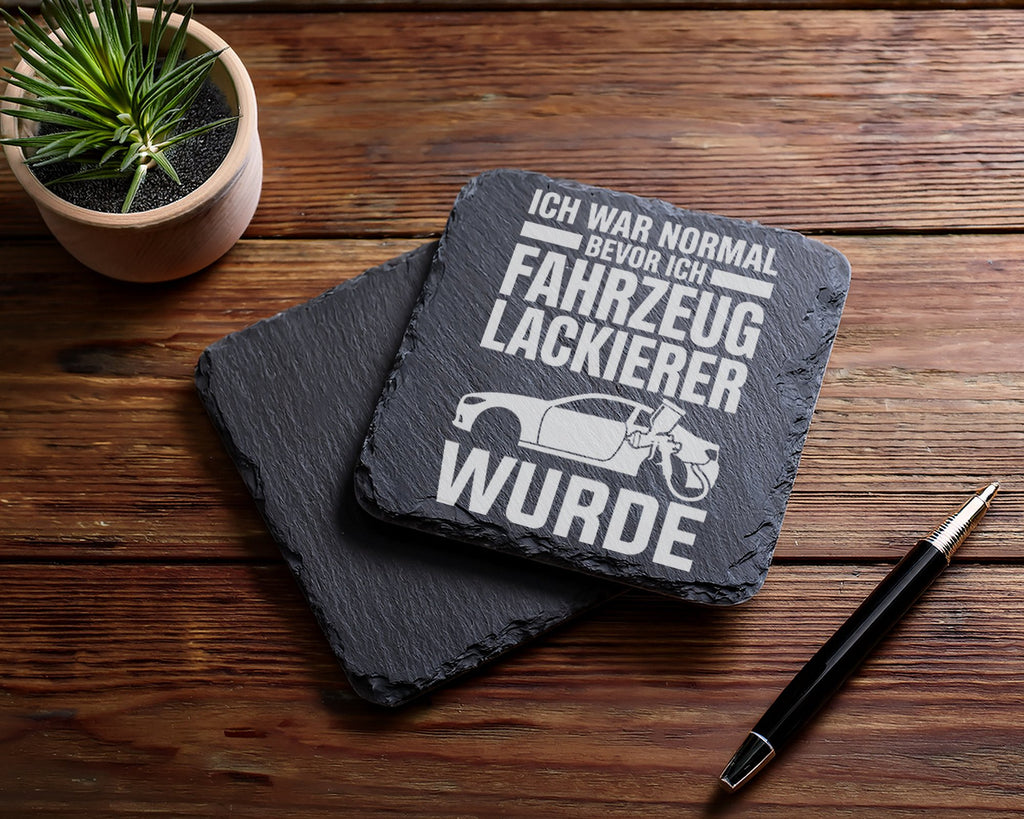 Schiefer Untersetzer War Normal Fahrzeuglackierer Spruch - Lustiges Ge – Bild 5