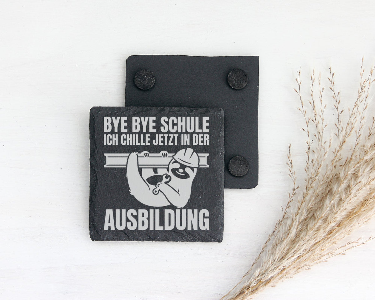 Schiefer Untersetzer Faultier Bye Schule Chille Jetzt Ausbildung - Lus – Bild 2
