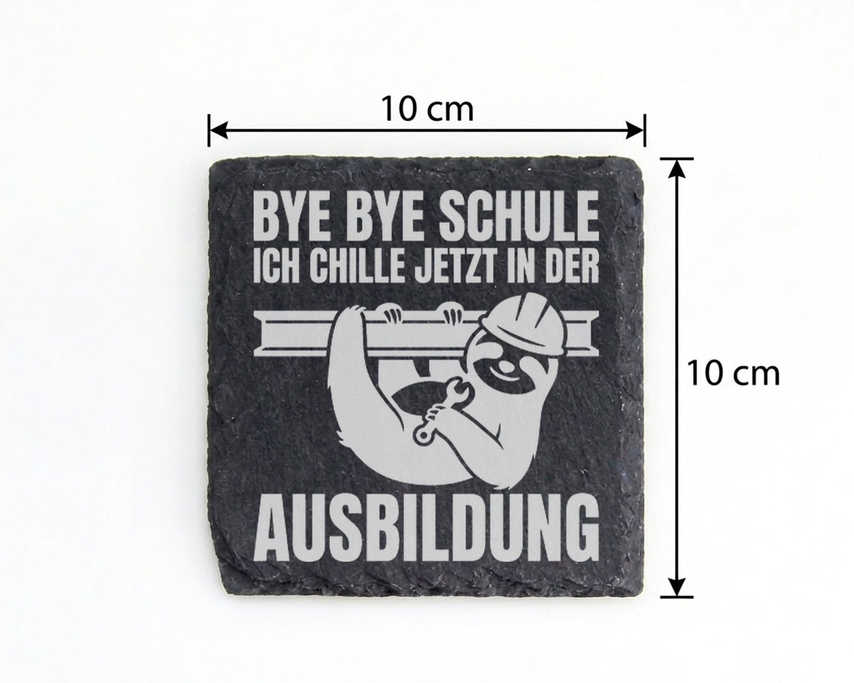Schiefer Untersetzer Faultier Bye Schule Chille Jetzt Ausbildung - Lus – Bild 4