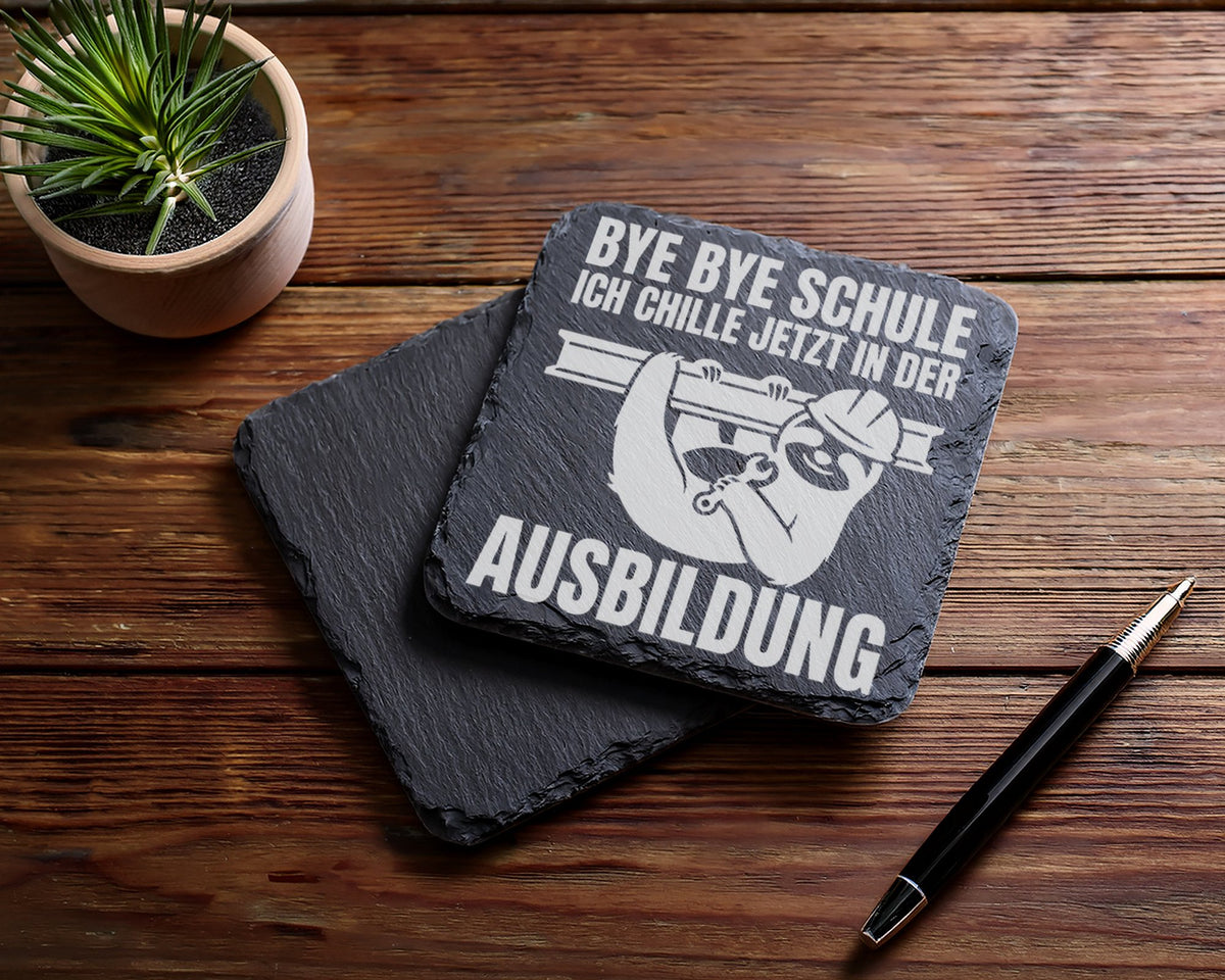 Schiefer Untersetzer Faultier Bye Schule Chille Jetzt Ausbildung - Lus – Bild 5
