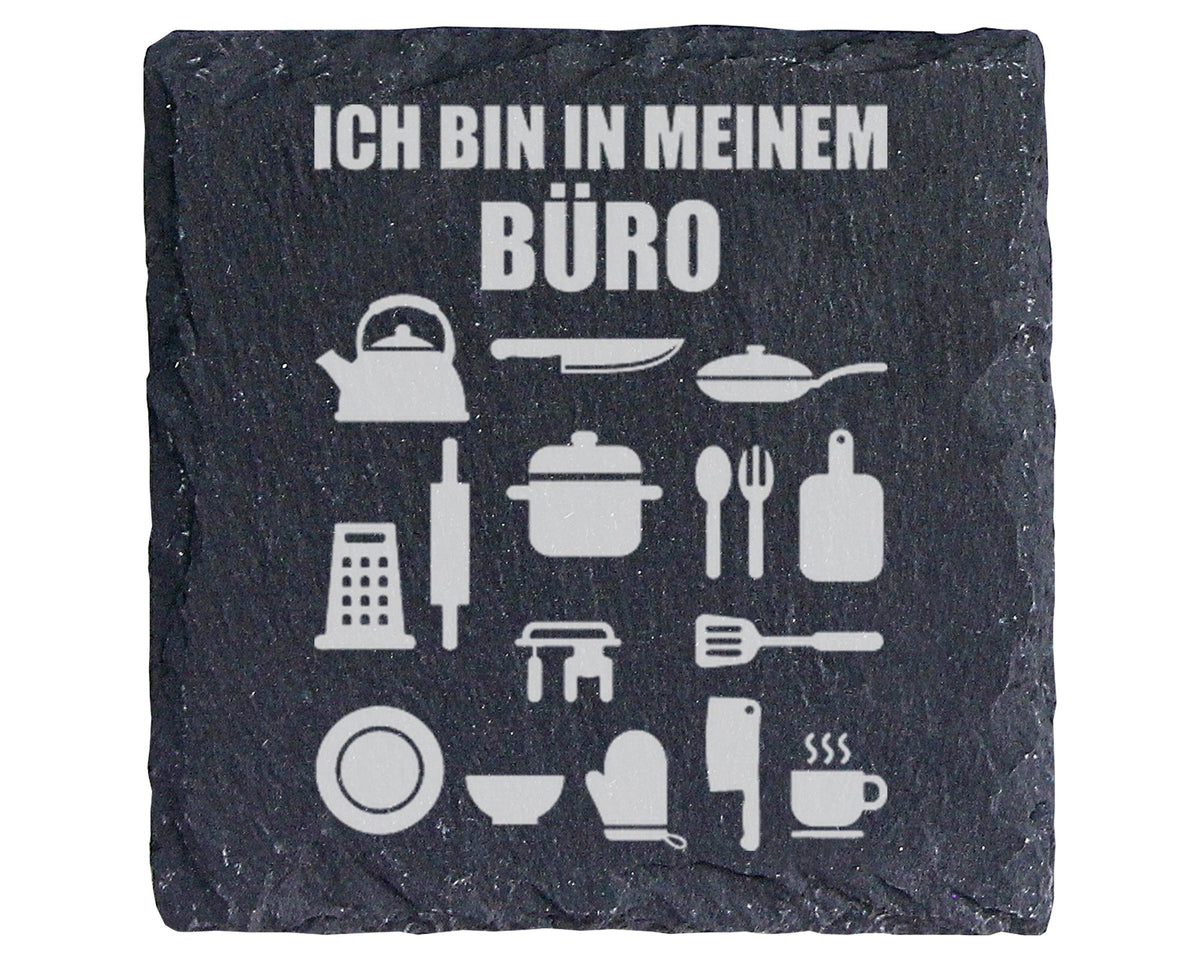 Schiefer Untersetzer Ich Bin In Meinem Büro - Lustiges Geschenk für Ko – Bild 1