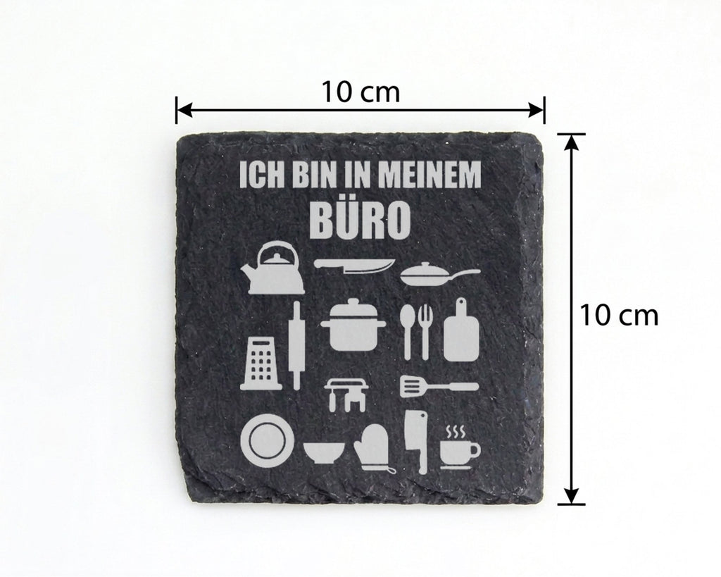 Schiefer Untersetzer Ich Bin In Meinem Büro - Lustiges Geschenk für Ko – Bild 4