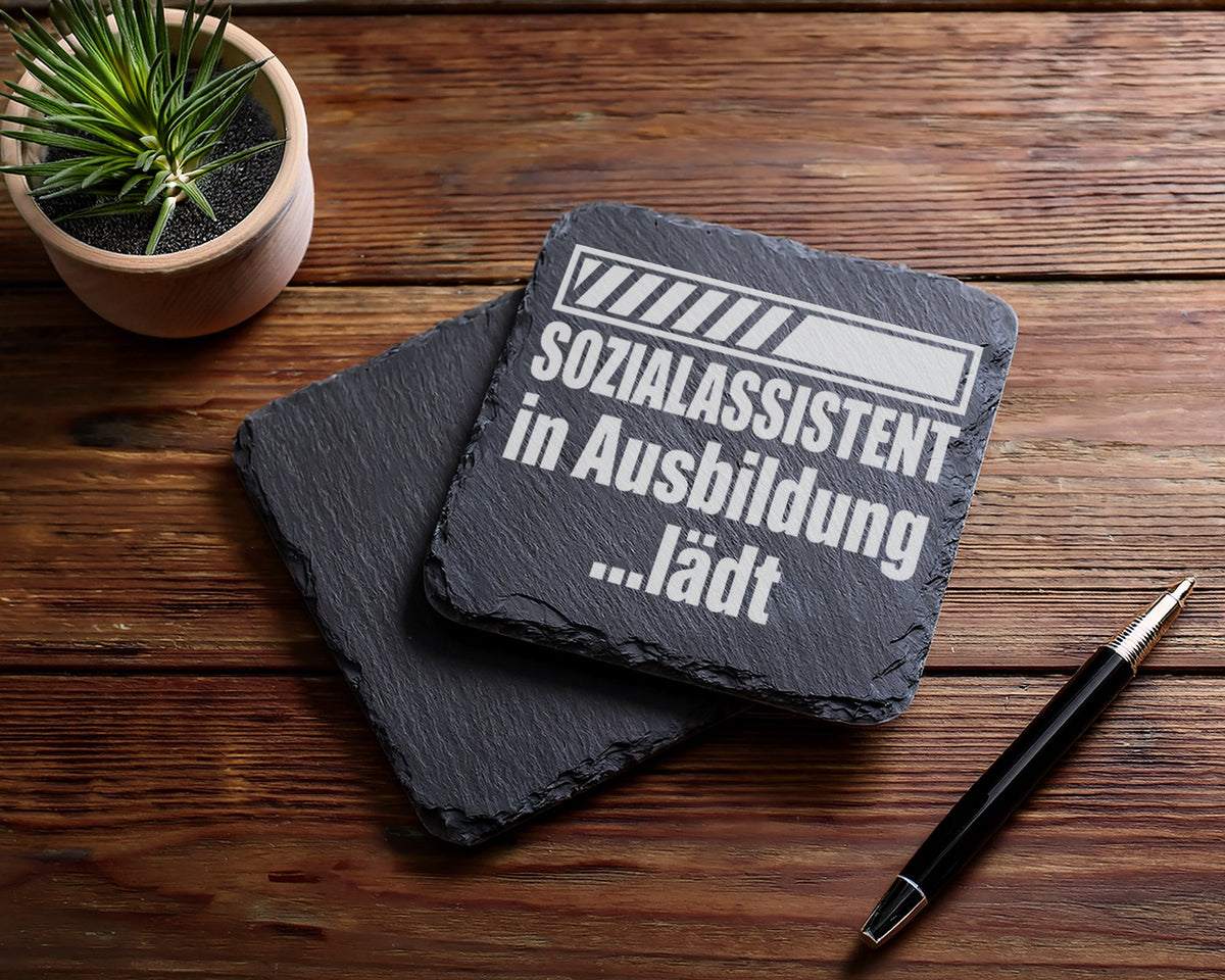 Schiefer Untersetzer Sozialassistent in Ausbildung Lädt - Lustiges Ges – Bild 5