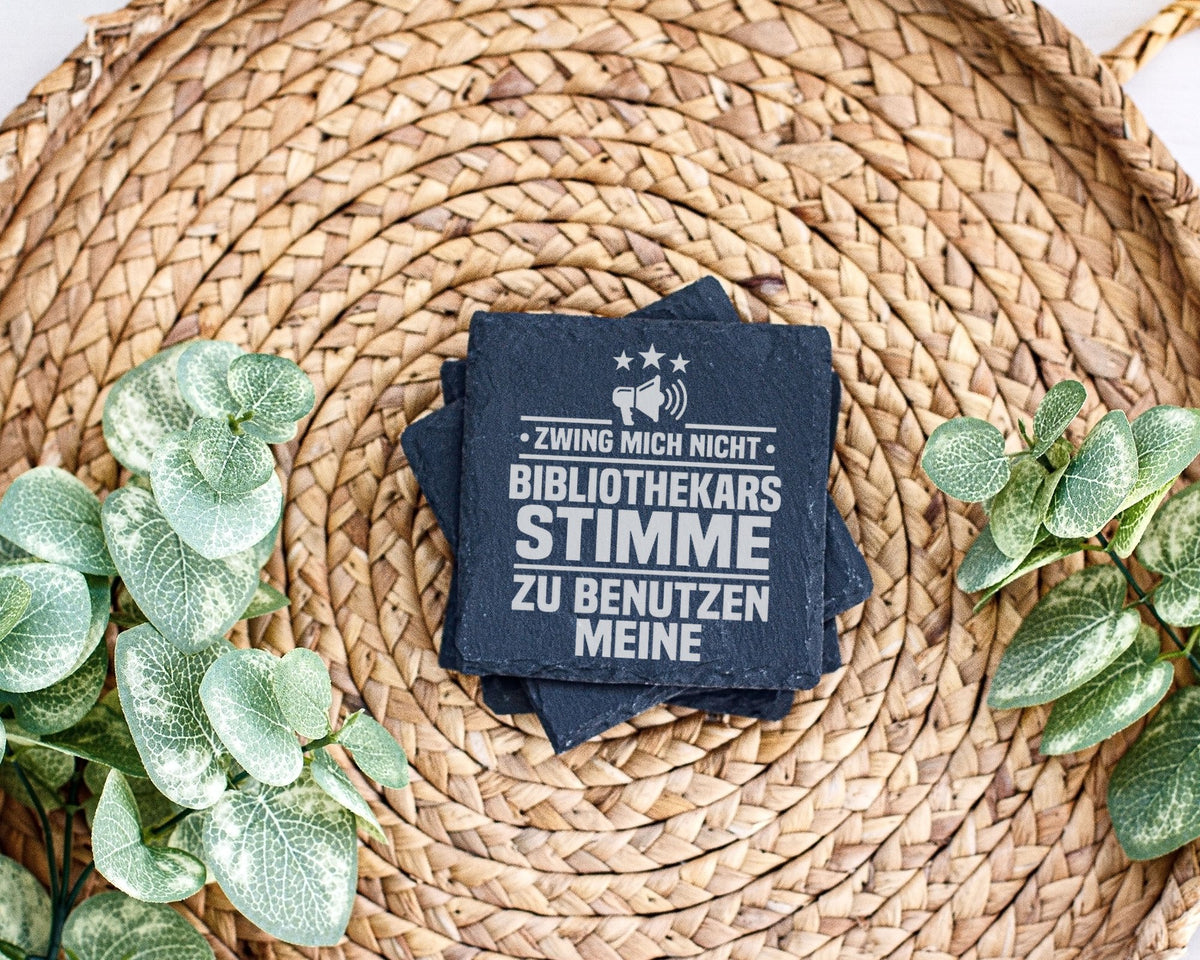 Schiefer Untersetzer Bibliothekars Stimme Spruch - Lustiges Geschenk f – Bild 3