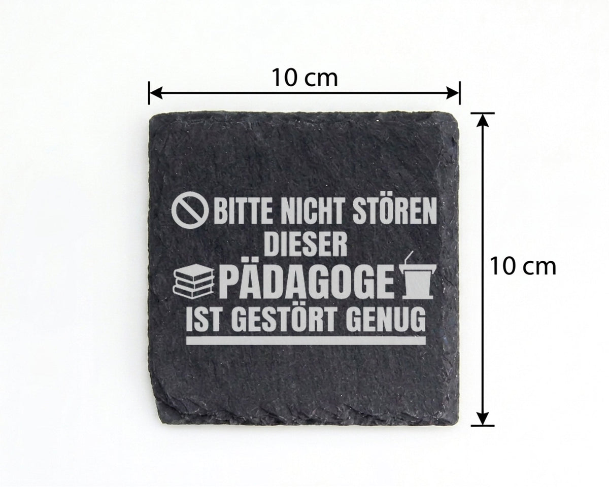 Schiefer Untersetzer Pädagoge Gestört Genug - Lustiges Geschenk für Le – Bild 4