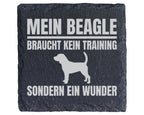 Schiefer Untersetzer Beagle Braucht Kein Training Sondern Ein Wunder - – Bild 1