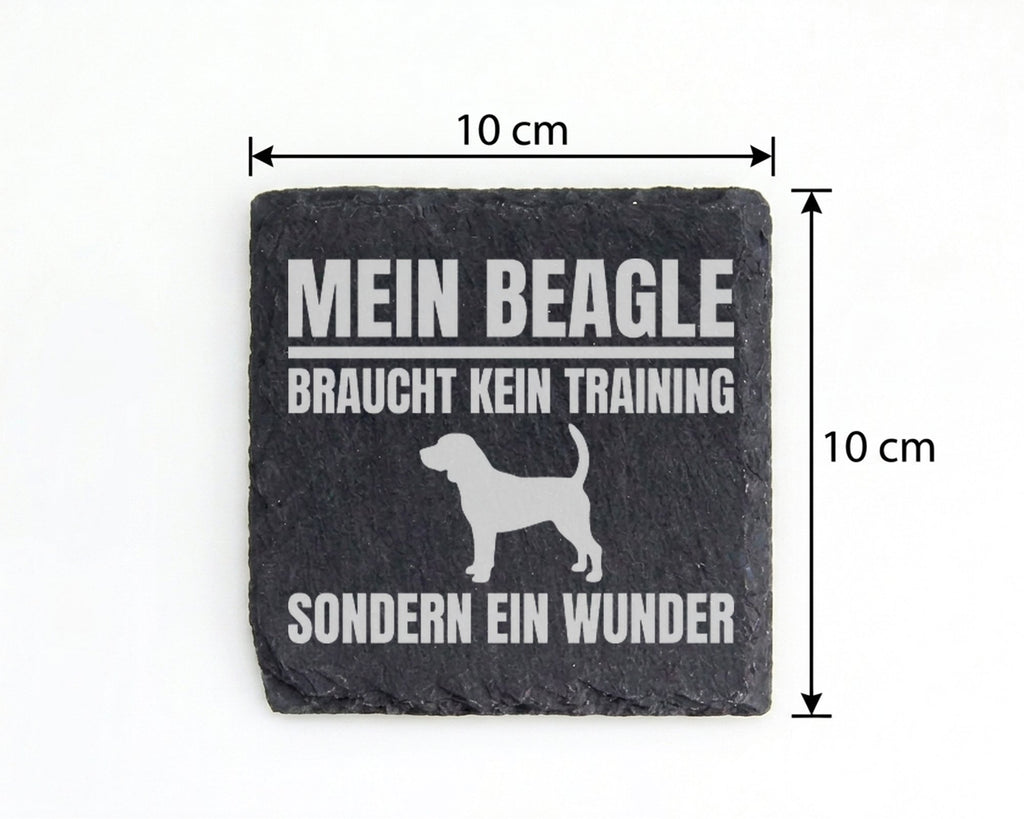 Schiefer Untersetzer Beagle Braucht Kein Training Sondern Ein Wunder - – Bild 4