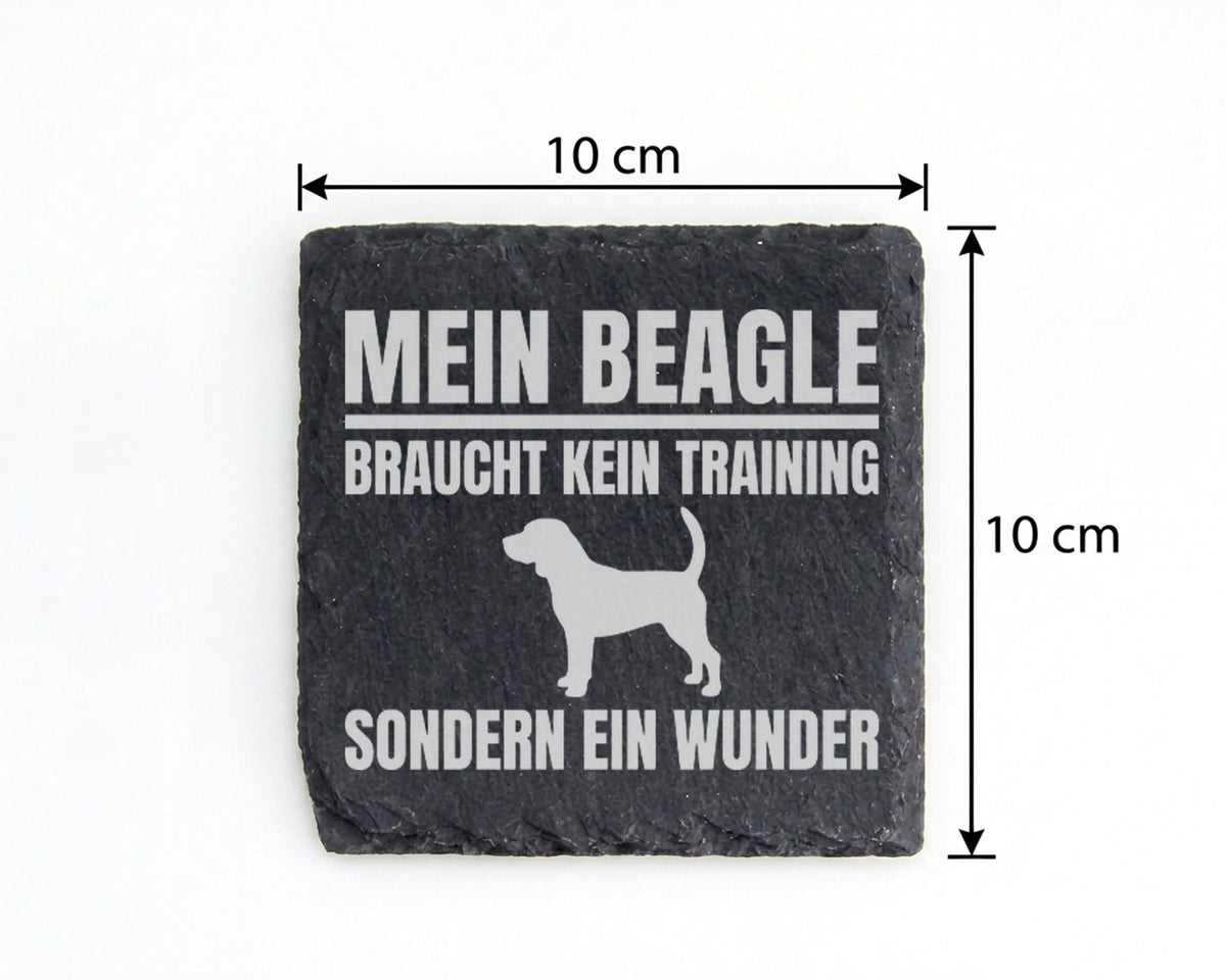 Schiefer Untersetzer Beagle Braucht Kein Training Sondern Ein Wunder - – Bild 4