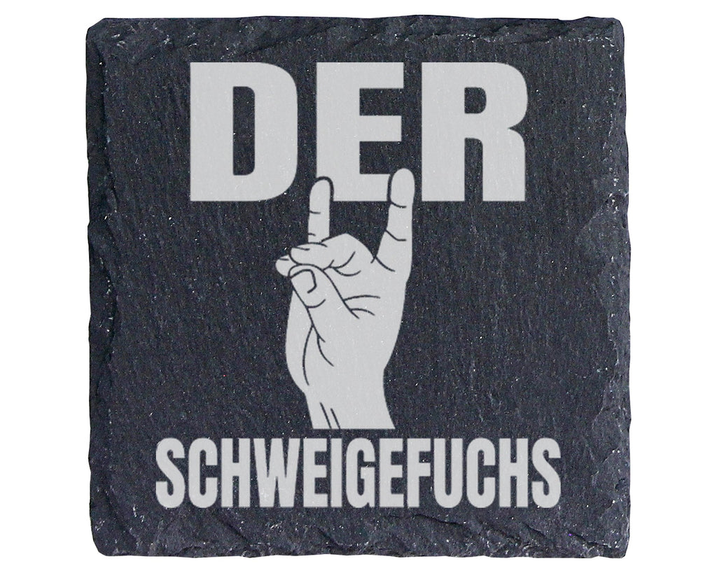 Schiefer Untersetzer Der Schweigefuchs Hand - Lustiges Geschenk für Le – Bild 1