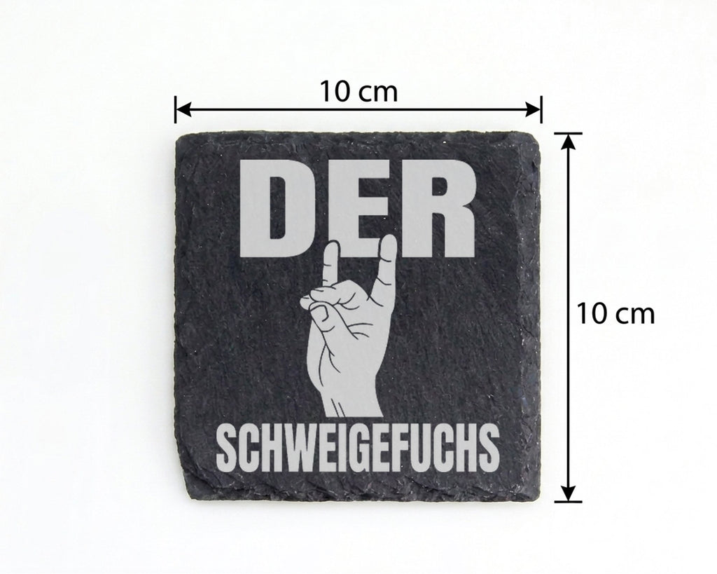 Schiefer Untersetzer Der Schweigefuchs Hand - Lustiges Geschenk für Le – Bild 4