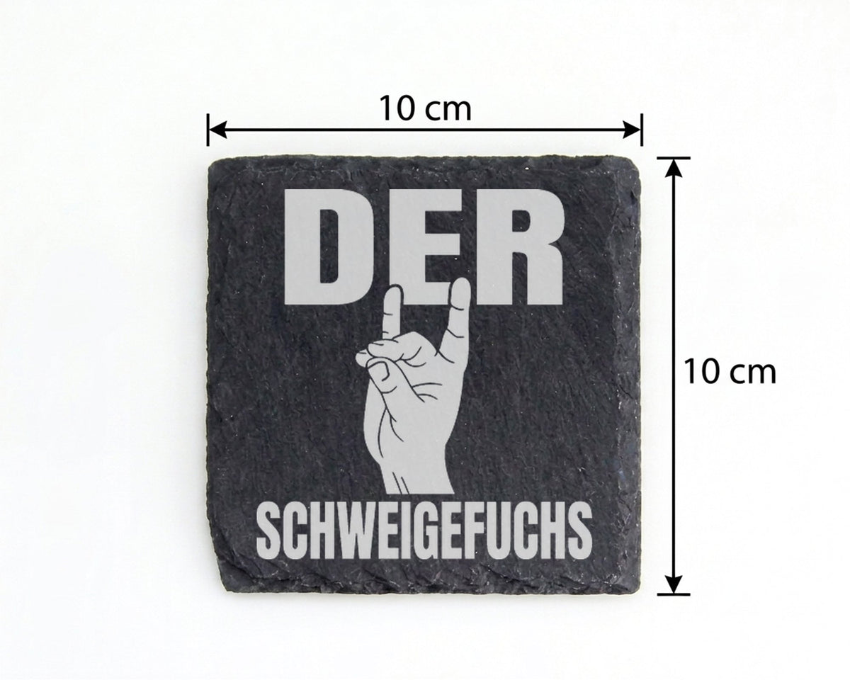 Schiefer Untersetzer Der Schweigefuchs Hand - Lustiges Geschenk für Le – Bild 4