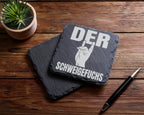 Schiefer Untersetzer Der Schweigefuchs Hand - Lustiges Geschenk für Le – Bild 5