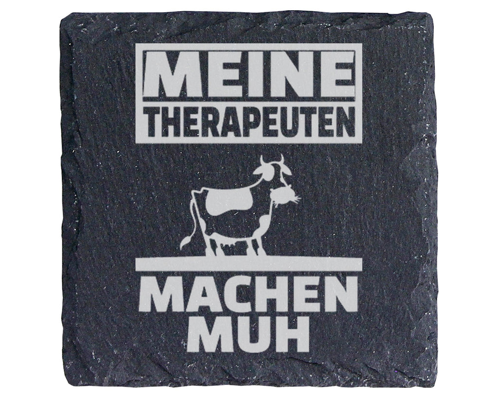 Schiefer Untersetzer Kuh Motiv Meine Therapeuten Machen Muh - Lustiges – Bild 1