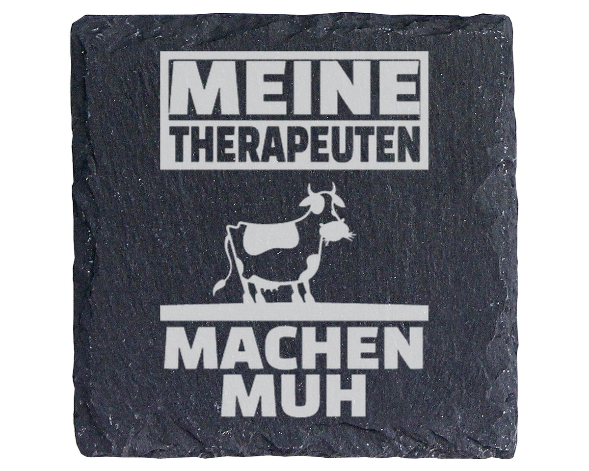 Schiefer Untersetzer Kuh Motiv Meine Therapeuten Machen Muh - Lustiges – Bild 1