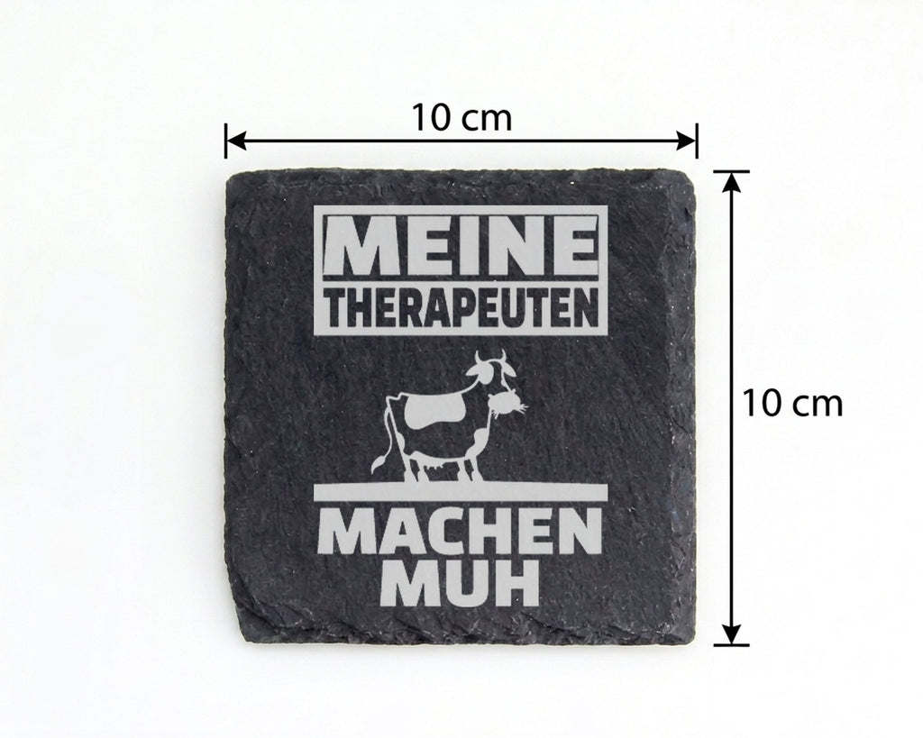 Schiefer Untersetzer Kuh Motiv Meine Therapeuten Machen Muh - Lustiges – Bild 4