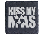 Schiefer Untersetzer Radioaktiv Symbol Kiss My Ass - Lustiges Geschenk – Bild 1