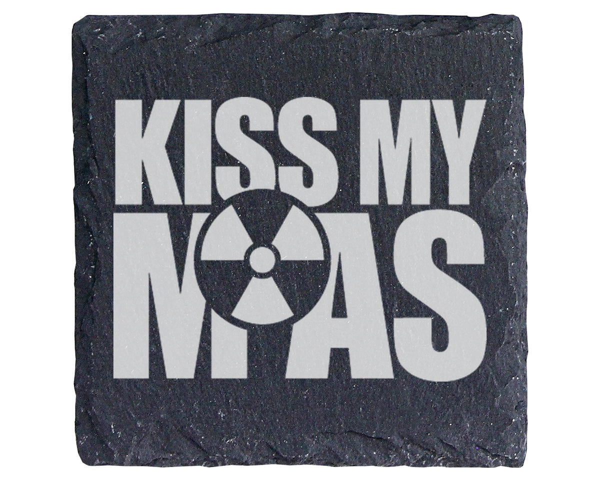 Schiefer Untersetzer Radioaktiv Symbol Kiss My Ass - Lustiges Geschenk – Bild 1