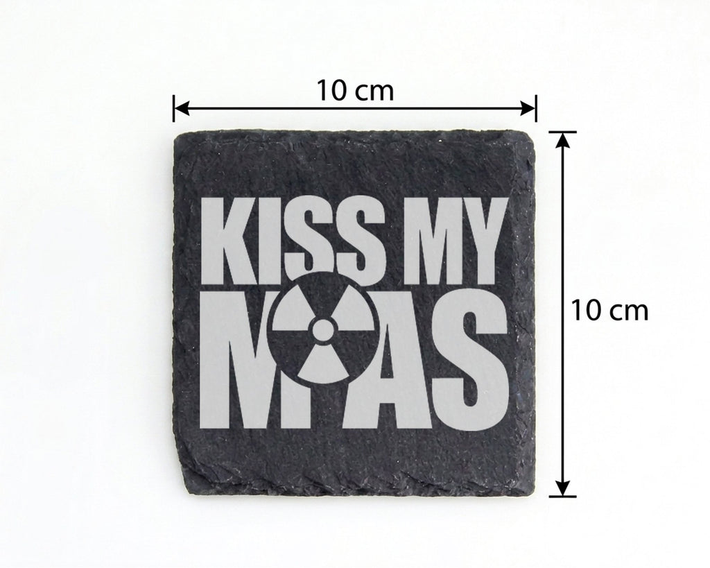 Schiefer Untersetzer Radioaktiv Symbol Kiss My Ass - Lustiges Geschenk – Bild 4